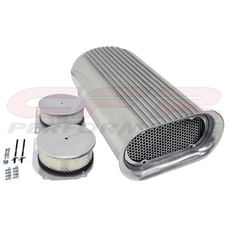 Cfr Performance HZ-8001-3-PBK Aluminum Hilborn Style Scoop Dual Quad Polished Finned - Black HZ-8001-3-POL